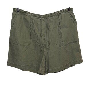 Vintage L.L.Bean Womens Classic Fit Elastic Waist Green Shorts XL 100% Cotton